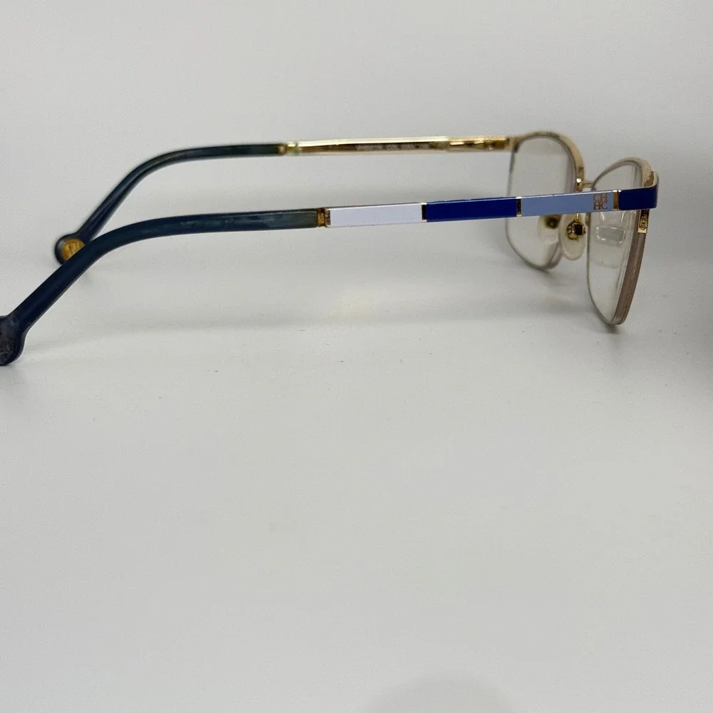 Carolina Herrera VHE077K 0354‎ Gold Blue Rectangular Eyeglasses Frames 22187